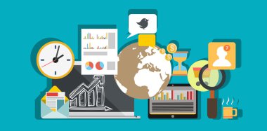 İş için düz tasarım kavramları