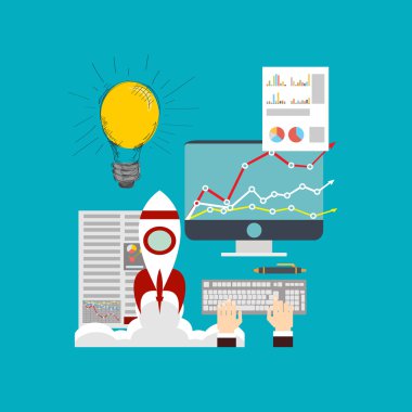 İş için düz tasarım kavramları