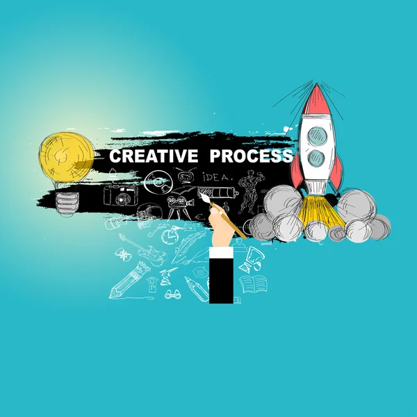 Design piatto per un processo creativo — Vettoriale Stock