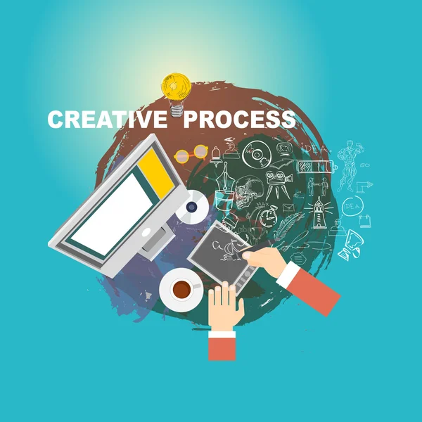 Conception plate pour processus créatif — Image vectorielle