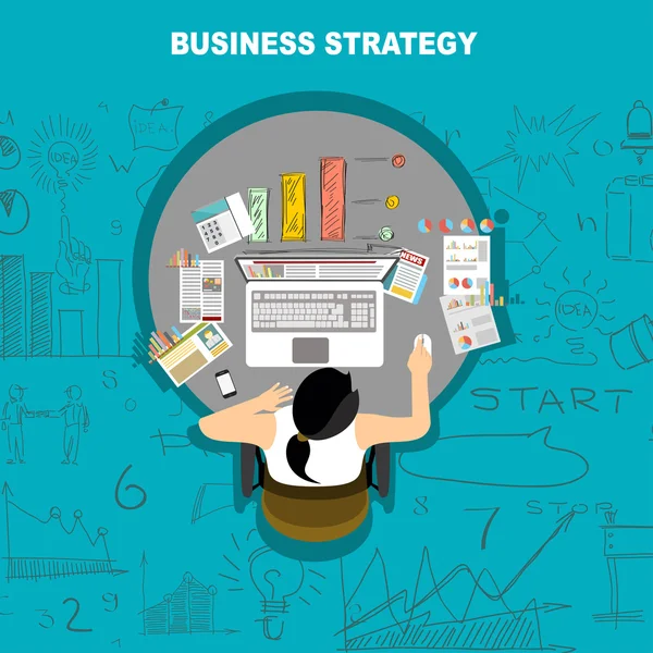 Design plano para estratégia de negócios — Vetor de Stock