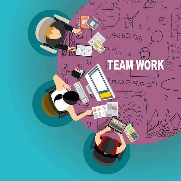 Plat ontwerp voor teamwerk — Stockvector