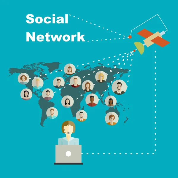 Globala sociala nätverk abstrakta system. — Stock vektor