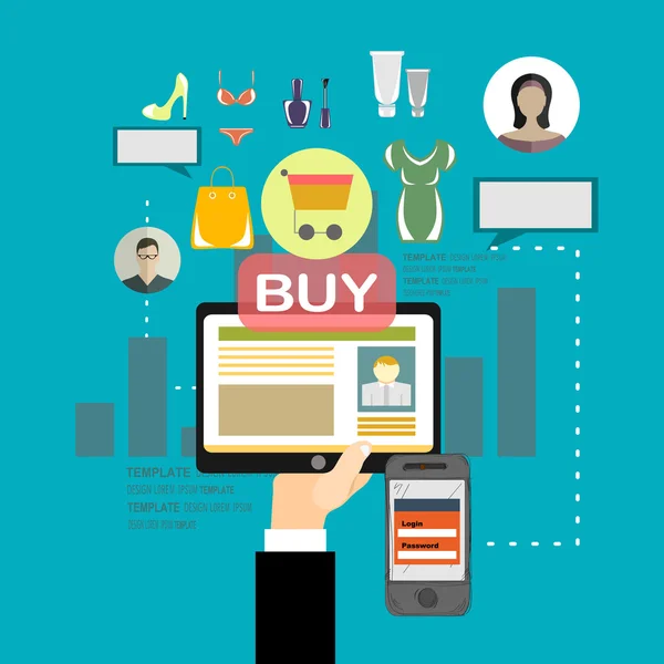 Online-Shopping-Konzept. — Stockvektor