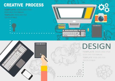 İş için düz tasarım kavramları