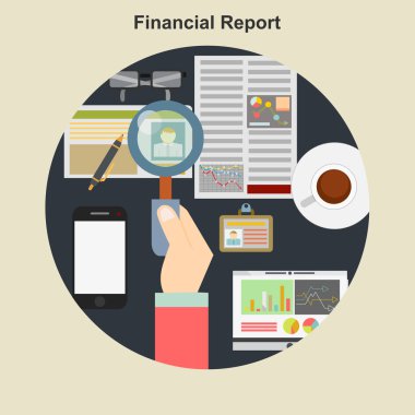 Mali rapor düz tasarımı çizimi.