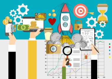 İş için düz tasarım kavramları