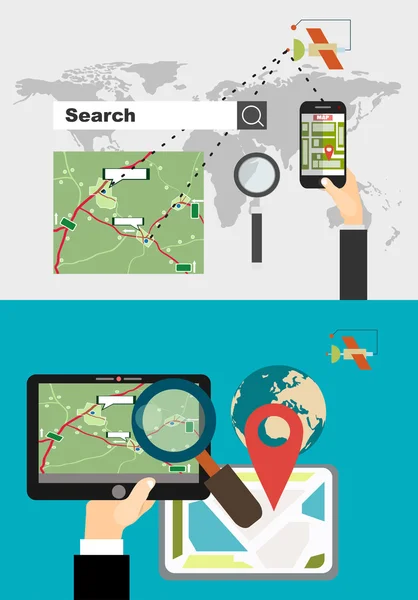 Diseño plano moderno para la navegación GPS — Vector de stock