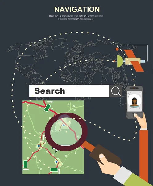 Gps 네비게이션에 대 한 현대적인 평면 디자인 — 스톡 벡터