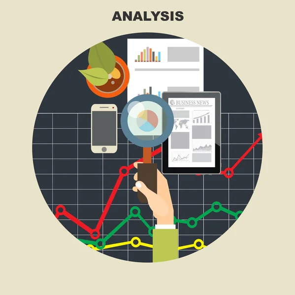Conceitos de design plano para análise de negócios —  Vetores de Stock