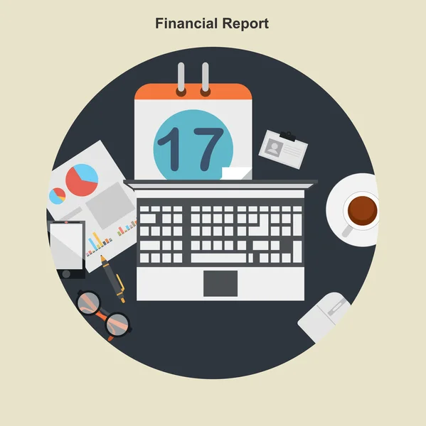 財務レポート フラット デザインのイラスト. — ストックベクタ