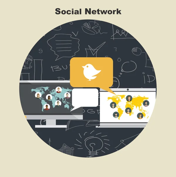 Abstracte regeling van sociaal netwerk. — Stockvector