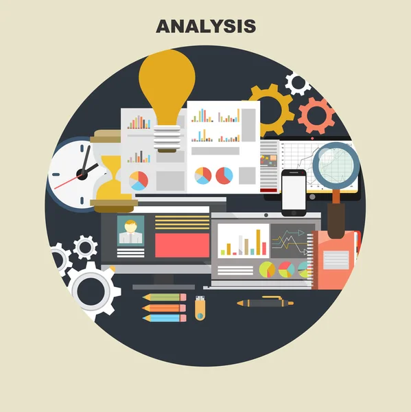 Illustration der Analyse flache Gestaltung. — Stockvektor