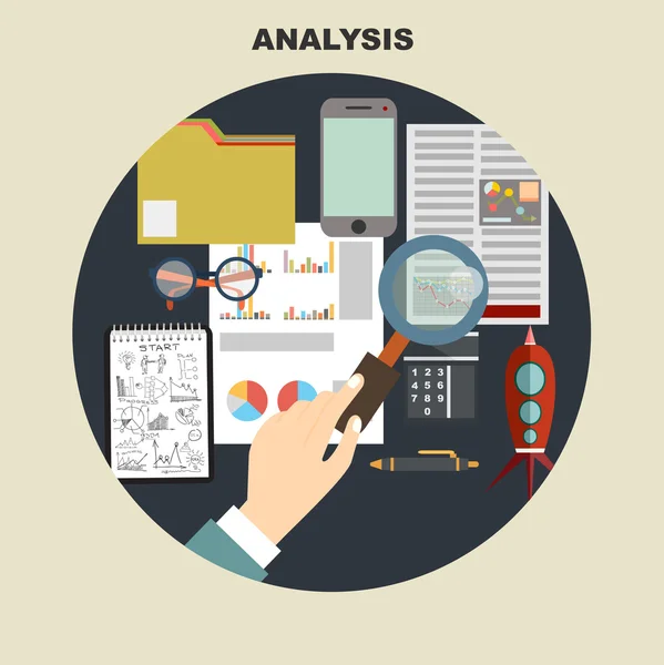 Illustration der Analyse flache Gestaltung. — Stockvektor