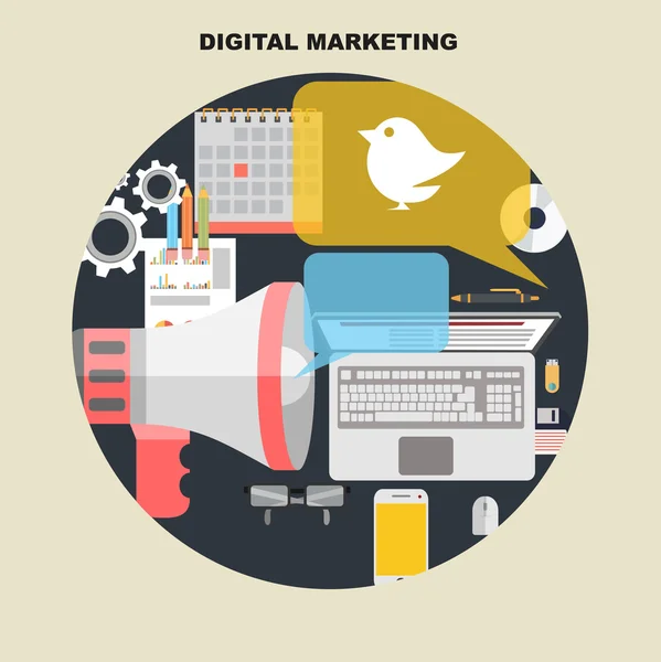 Illustratie van digitale marketing plat ontwerp. — Stockvector