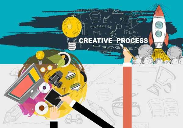 Design piatto per un processo creativo — Vettoriale Stock