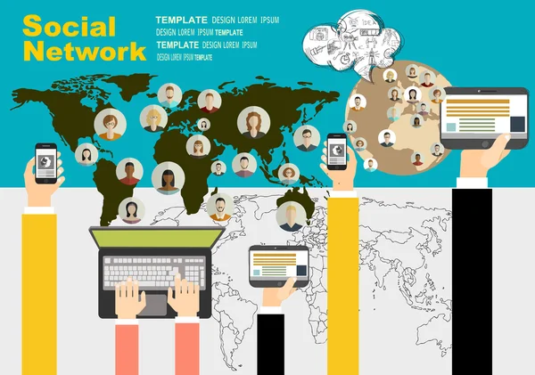 Esquema abstrato da rede social — Vetor de Stock