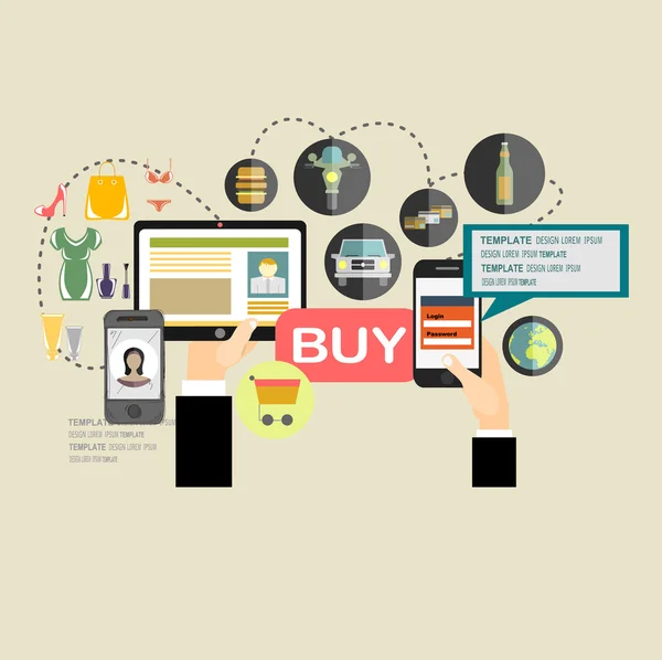 Online-Shopping-Konzept. — Stockvektor