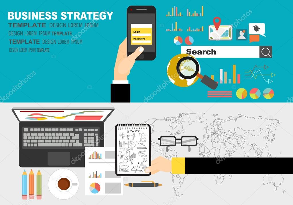 Flat design for business strategy