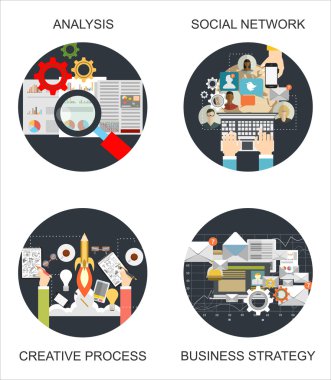 İş için düz tasarım kavramları