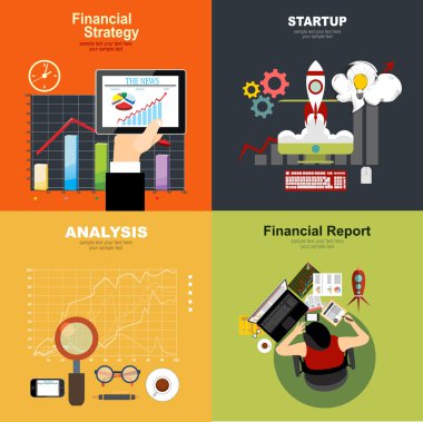 İş için düz tasarım kavramları