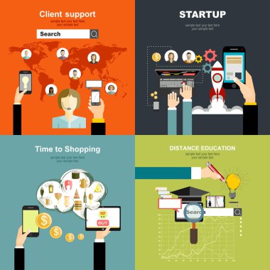 İş için düz tasarım kavramları