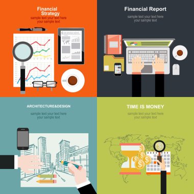 İş için düz tasarım kavramları