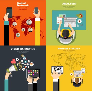 İş için düz tasarım kavramları