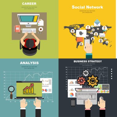 İş için düz tasarım kavramları