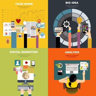 İş için düz tasarım kavramları