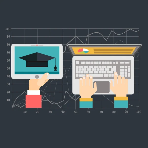 Educação e cursos on-line web banner —  Vetores de Stock