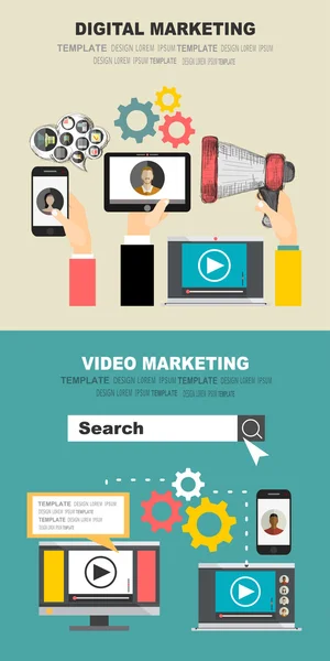 Concepto de marketing de vídeo digital — Archivo Imágenes Vectoriales
