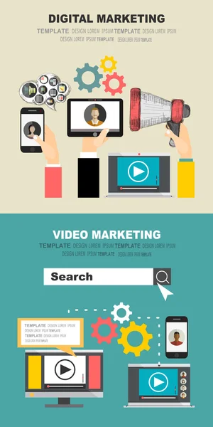 Concept de marketing vidéo numérique — Image vectorielle