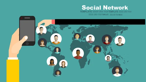 Schema astratto di social network globale . — Vettoriale Stock