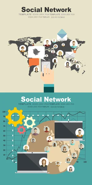 Global social network — Stock Vector