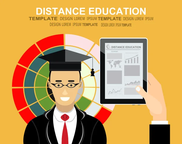 Banner de educación a distancia — Vector de stock