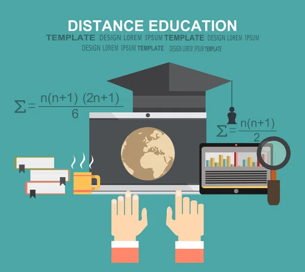 Banner de educación a distancia — Vector de stock