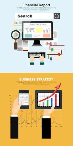 Conceptos para el informe financiero y la estrategia empresarial — Archivo Imágenes Vectoriales