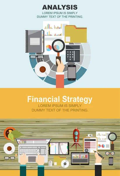 Concetti di analisi e strategia finanziaria — Vettoriale Stock