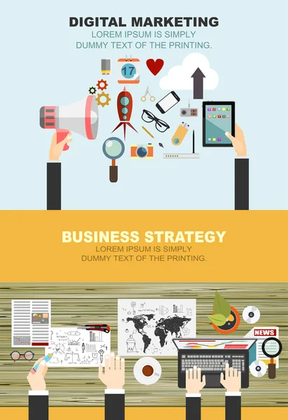 Concepts pour le marketing numérique et la stratégie commerciale — Image vectorielle