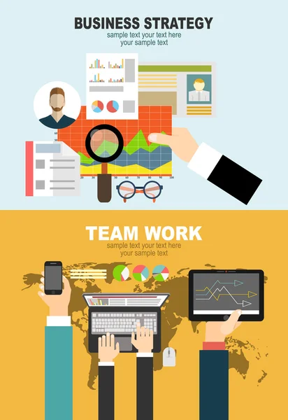 Diseño para la estrategia empresarial y el trabajo en equipo — Vector de stock