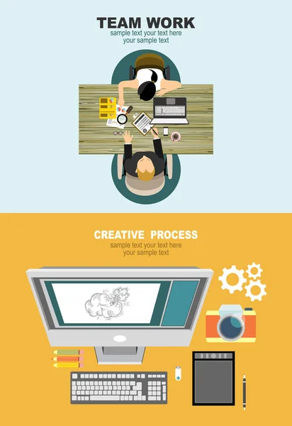 Conception pour le travail d'équipe et le processus créatif — Image vectorielle