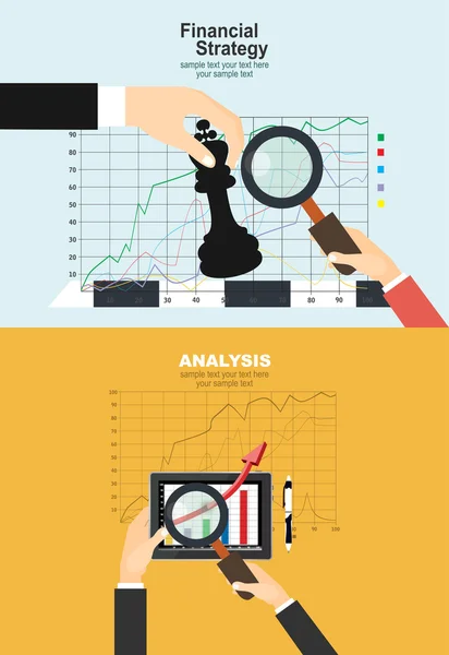 Concepção para a estratégia financeira e análise — Vetor de Stock