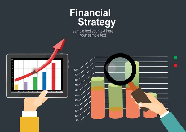 Diseño plano para la estrategia financiera — Vector de stock