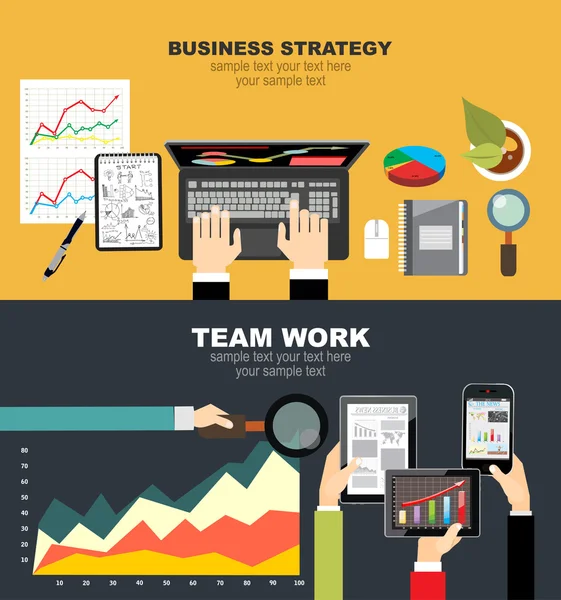 Design für Geschäftsstrategie und Teamarbeit — Stockvektor