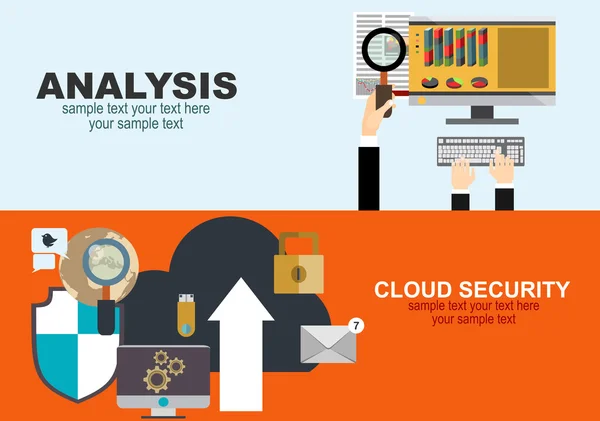 Concepts for data protection and business analysis — Stock Vector