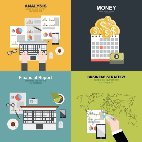 Conceptos de diseño plano para empresas — Archivo Imágenes Vectoriales