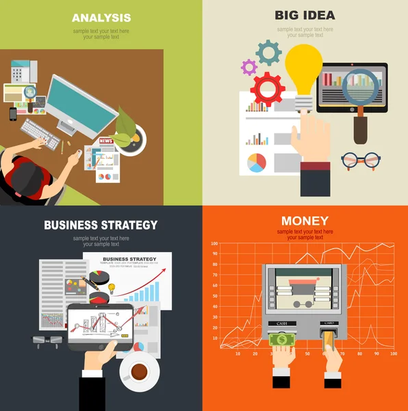 Conceptos de diseño plano para empresas — Archivo Imágenes Vectoriales