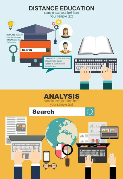 Educação à distância e análise de negócios Vetor De Stock