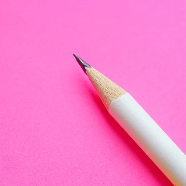 White Pencil Pink Table Top View — Stock Photo, Image